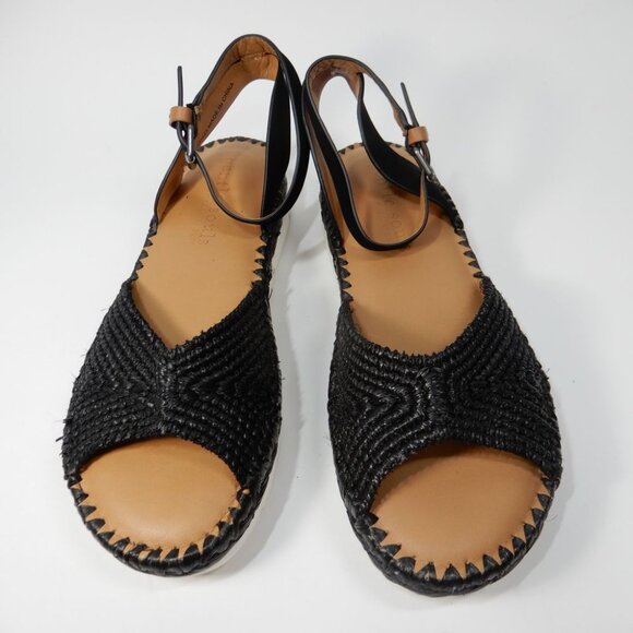 Gentle Souls Lucille Raffia Platform Sandals Flat Size 8 Black Comfort NEW - Picture 5 of 14